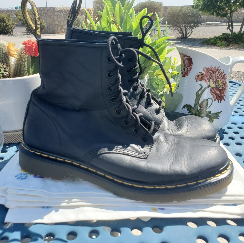 Black Leather Original Dr Marten's Combat Boots